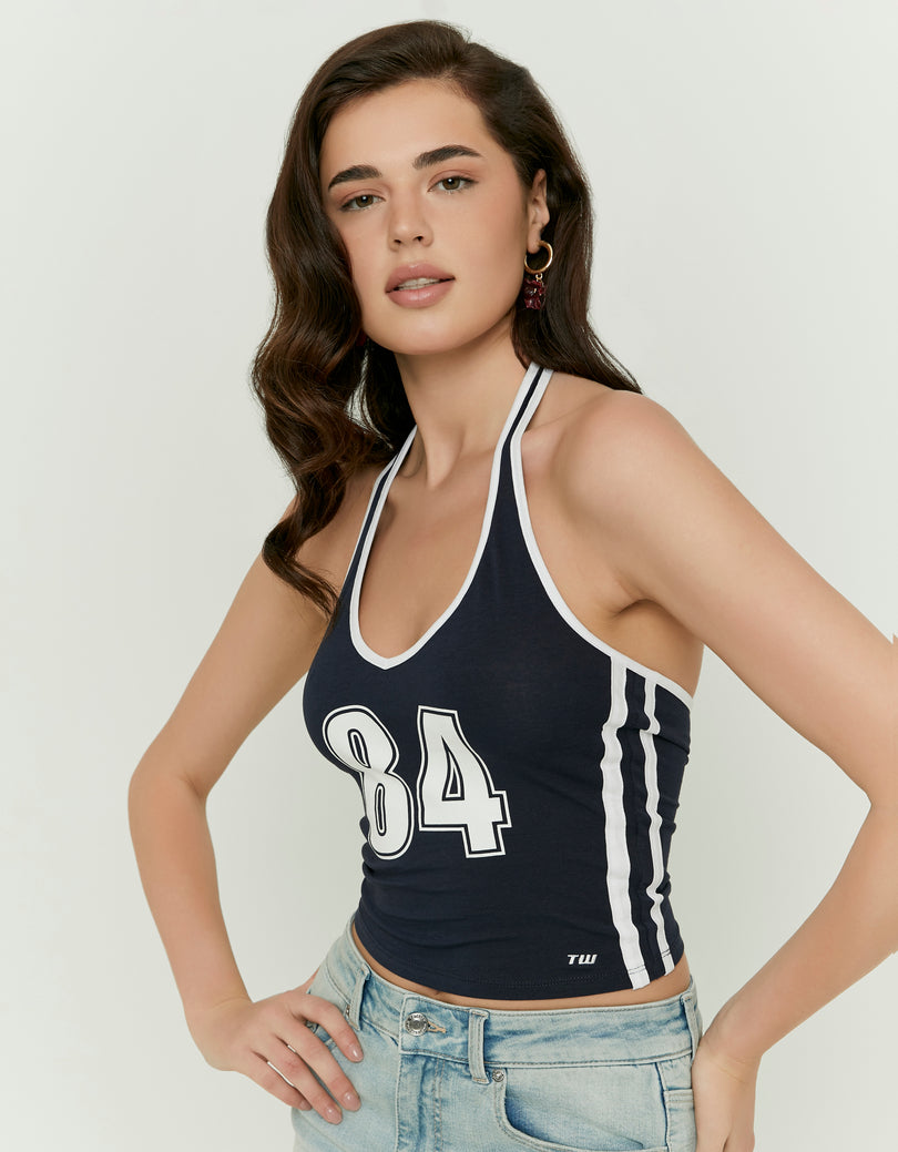 Halter Crop Top | Navy