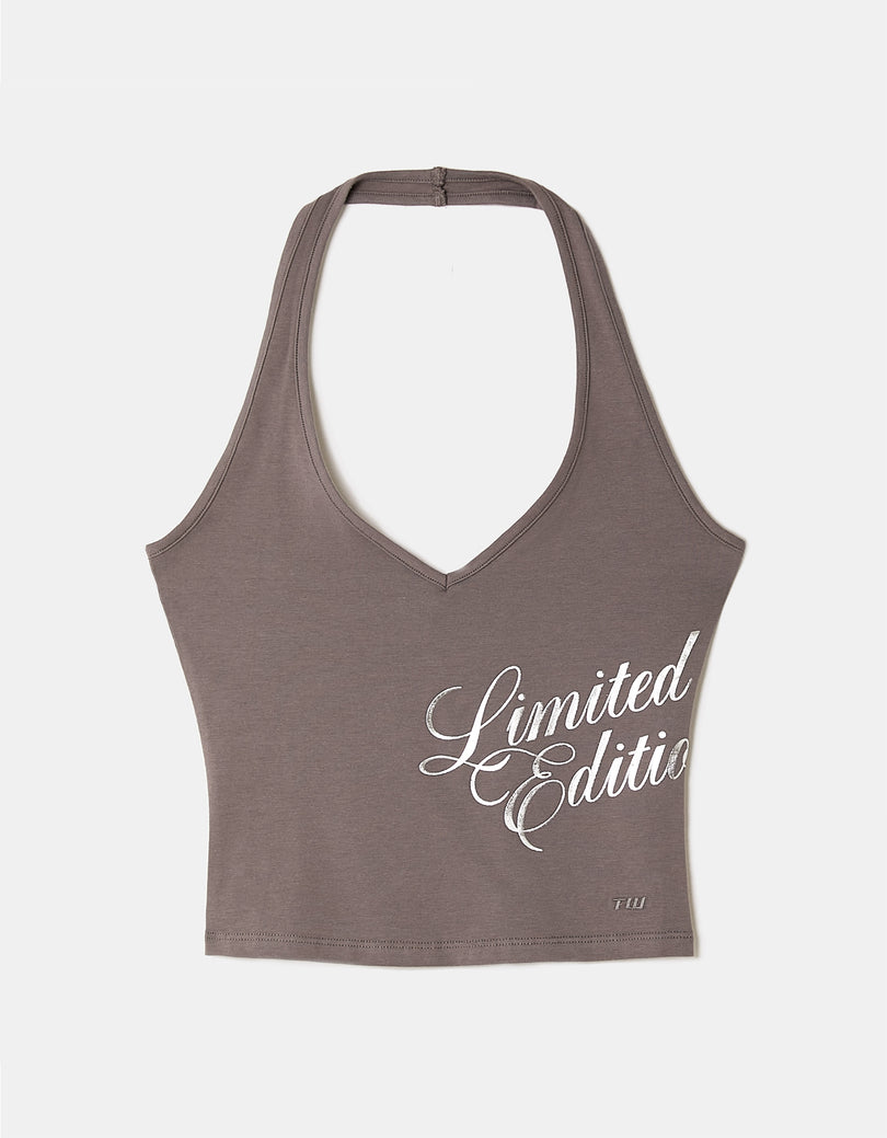 Printed Halter Top | Grey