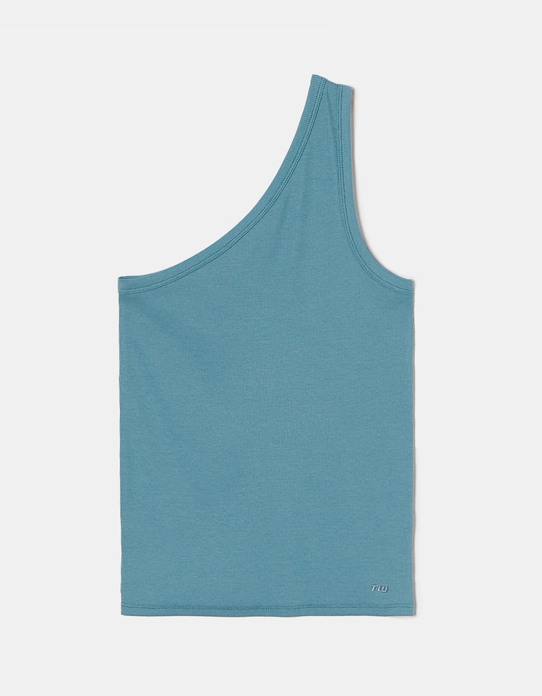One Shoulder Basic Top | Blue