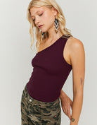 One Shoulder Basic Top | Bordeau