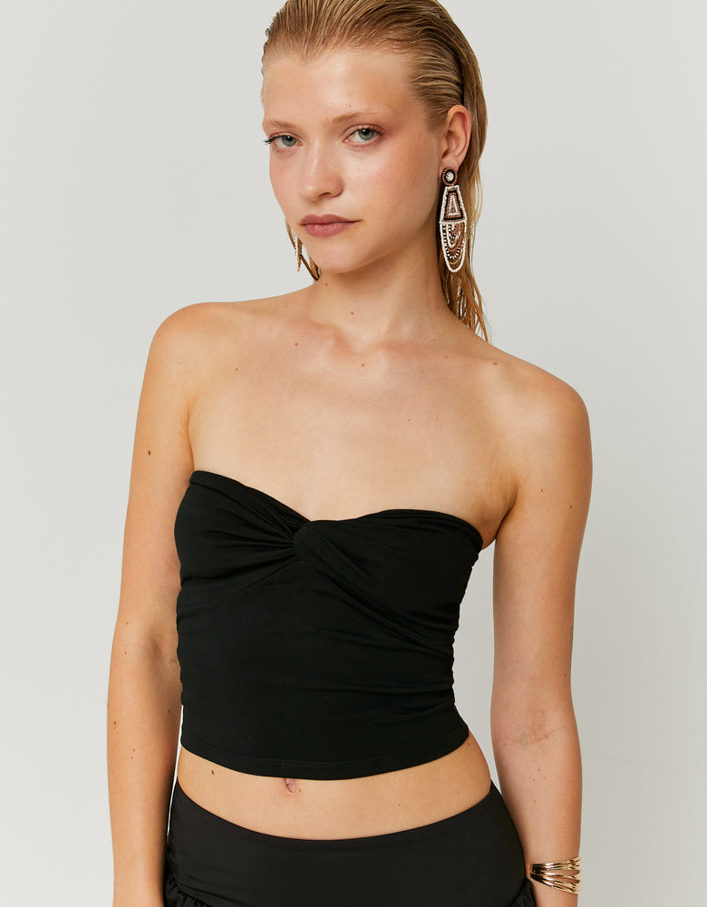 Basic Cropped Bandeau Top | Black