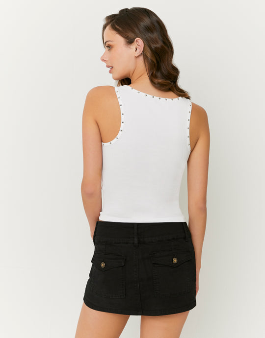 Basic Tank Top with studs | White