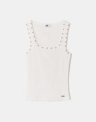 Basic Tank Top with studs | White