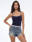 Two Colors Basic Tank Top | Navy