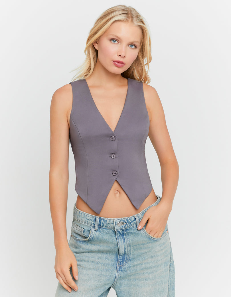 Buttoned Top | Grey