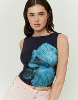 Printed Top | Navy