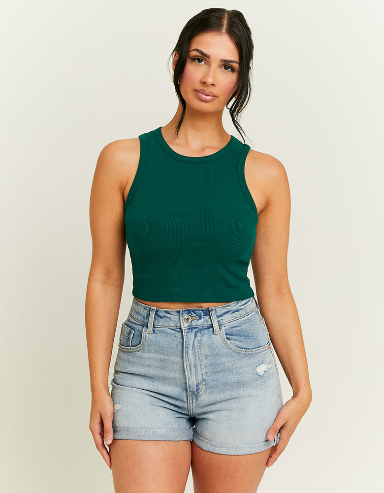 Basic Cropped Tank Top | Green