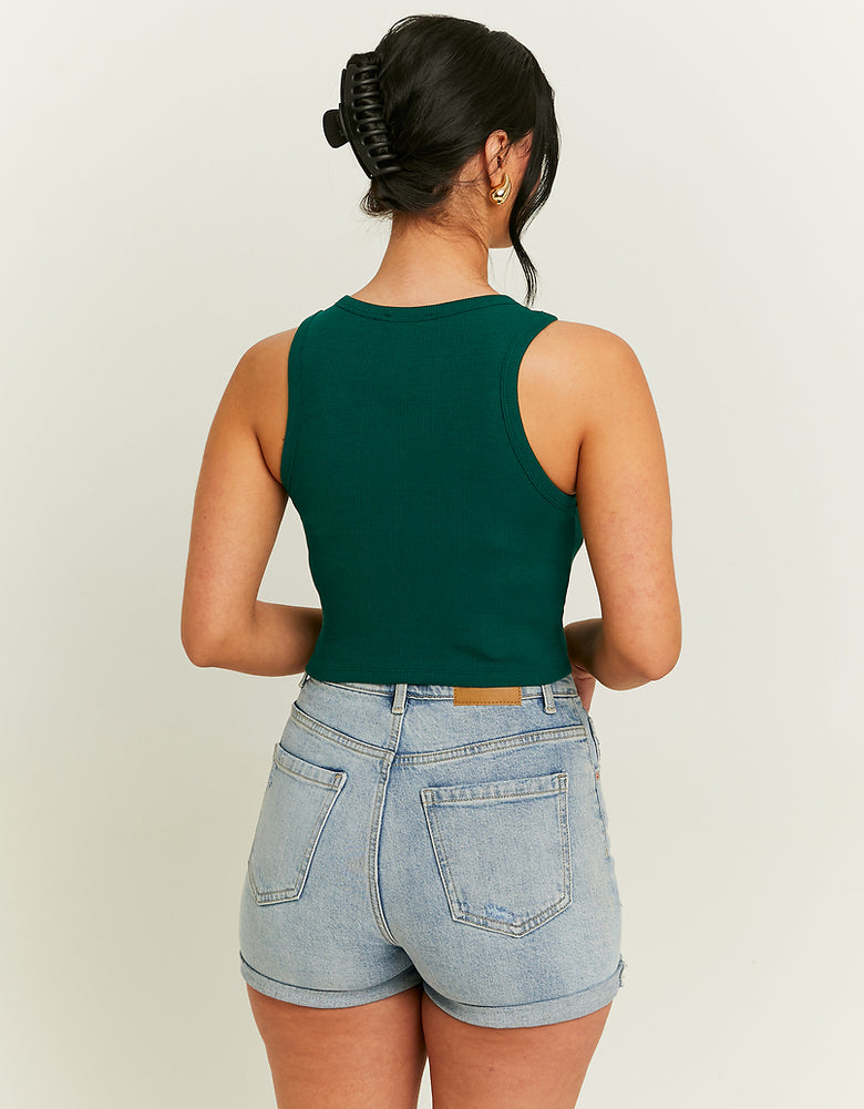 Basic Cropped Tank Top | Green