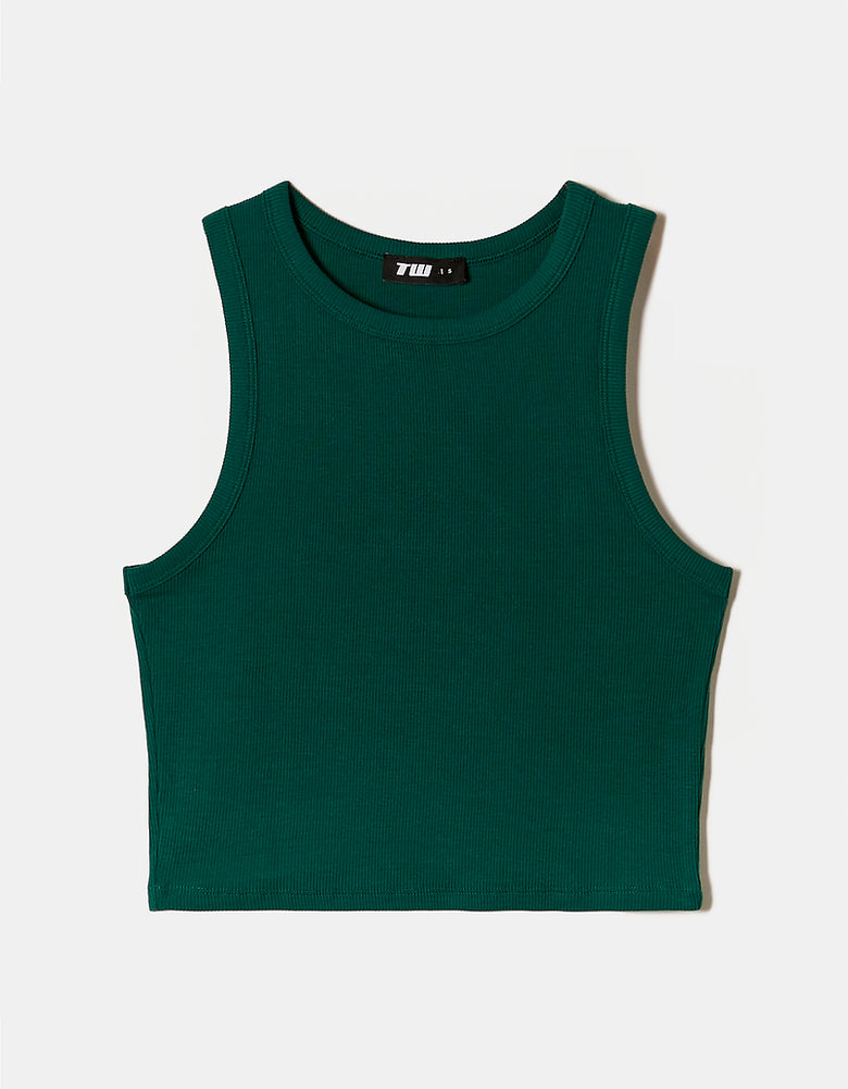 Basic Cropped Tank Top | Green
