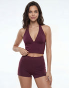 Halter Crop Top | Bordeau