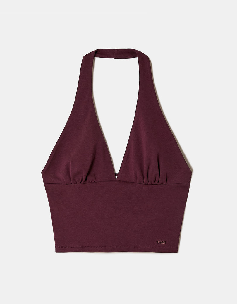 Halter Crop Top | Bordeau