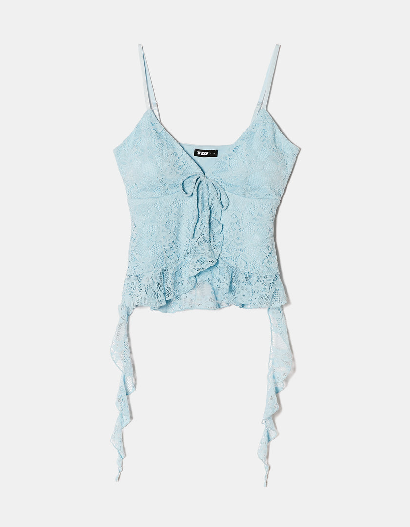 Lace Top with Ruffles | Blue