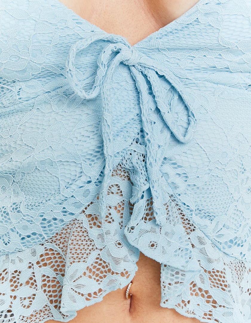 Lace Top with Ruffles | Blue