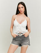 Lace Top with Ruffles | White