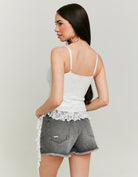 Lace Top with Ruffles | White