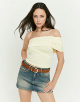 One Shoulder Crop Top | Yellow