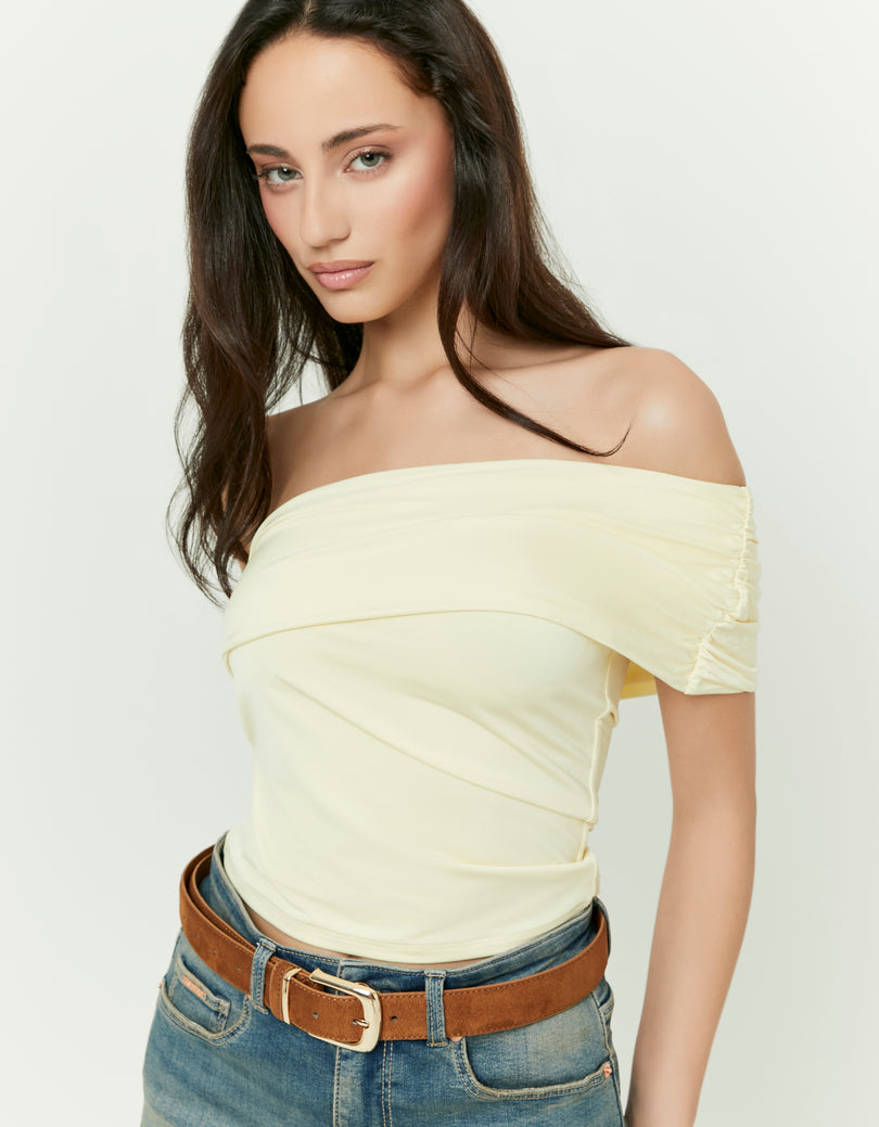 One Shoulder Crop Top | Yellow