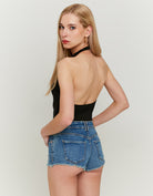 Halterneck Fancy Top | Black