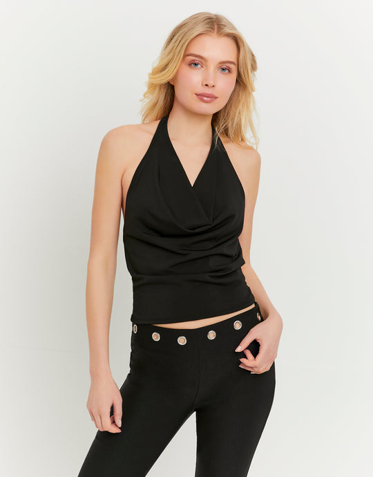 Backless Halter Top | Black