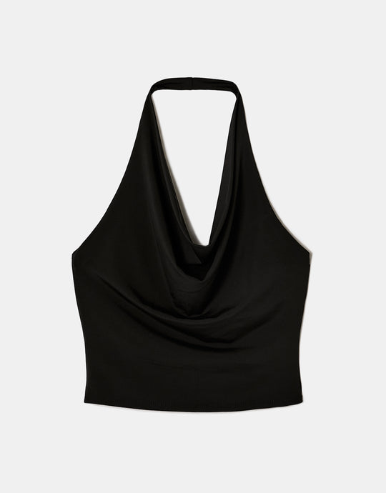 Backless Halter Top | Black