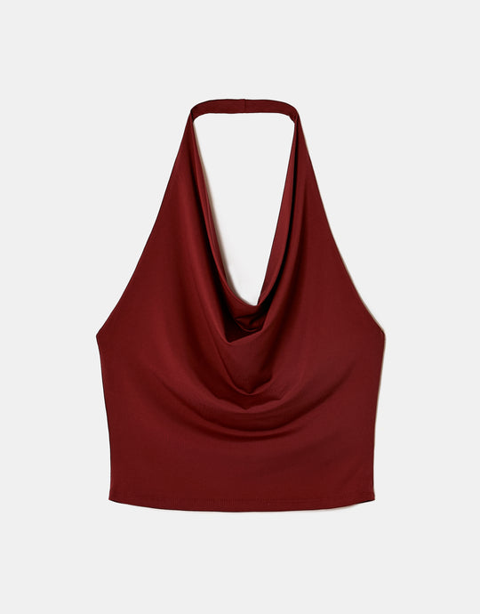 Backless Halter Top | Bordeau