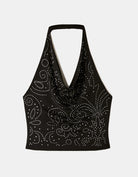 Halter Top with Rhinestones | Black