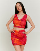 Mesh Crop Top with Floral Print | Multicolor