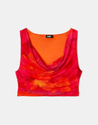 Mesh Crop Top with Floral Print | Multicolor