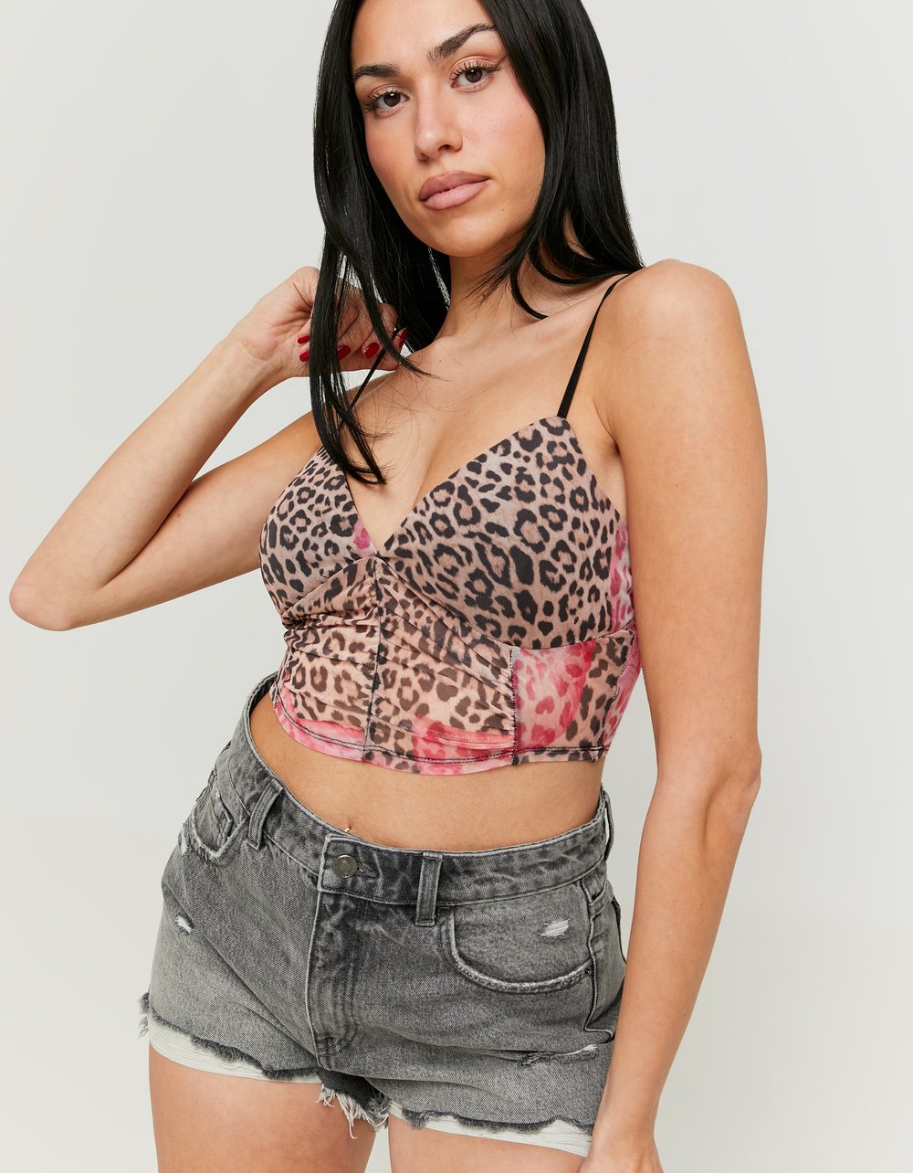 Mesh Crop Top with Print | Animal Print
