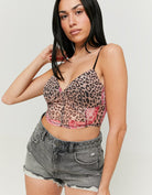 Mesh Crop Top with Print | Animal Print