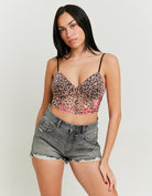Mesh Crop Top with Print | Animal Print