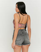Mesh Crop Top with Print | Animal Print