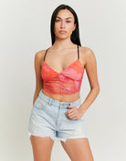 Mesh Crop Top with Print | Flower Print