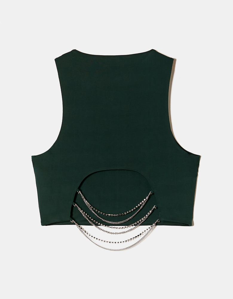 Top with Strass Cord | Green