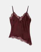 Satin Top with Lace Trims | Bordeau