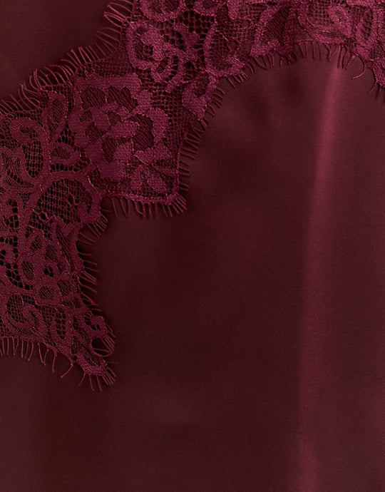 Satin Top with Lace Trims | Bordeau