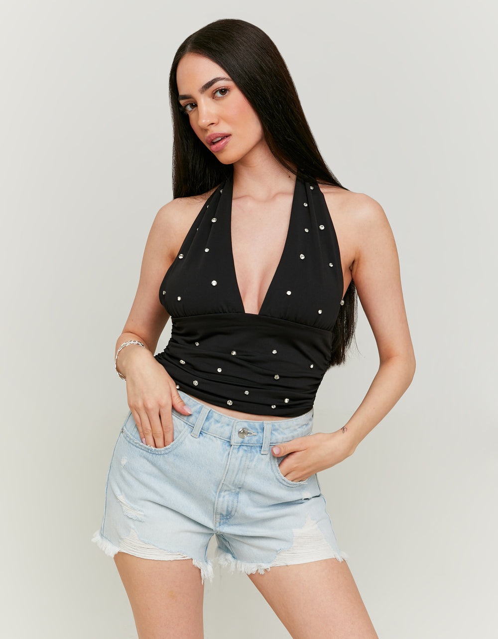 Top With Rhinestones | Black