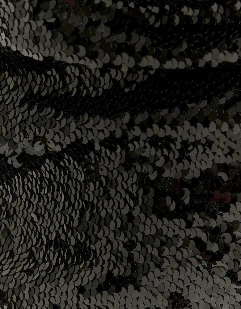 Burgundy Sequined Halter Top | Black