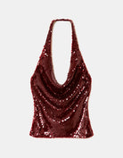 Burgundy Sequined Halter Top | Burgendy