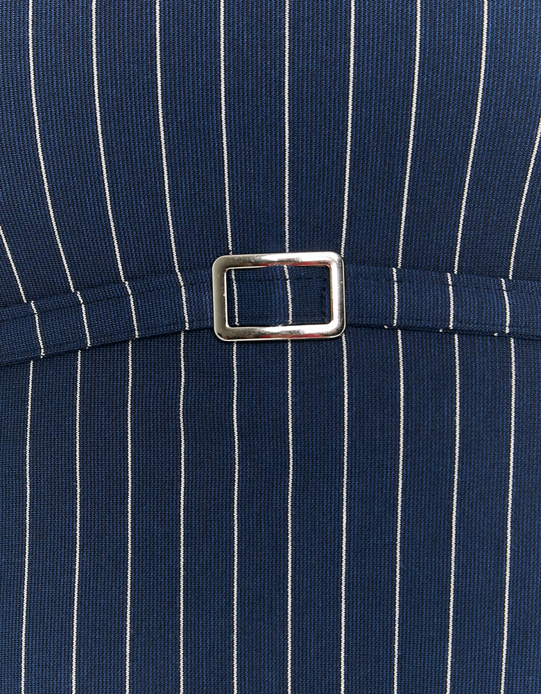 Bandeau Pin stripes Top with Buckle | Navy stripes