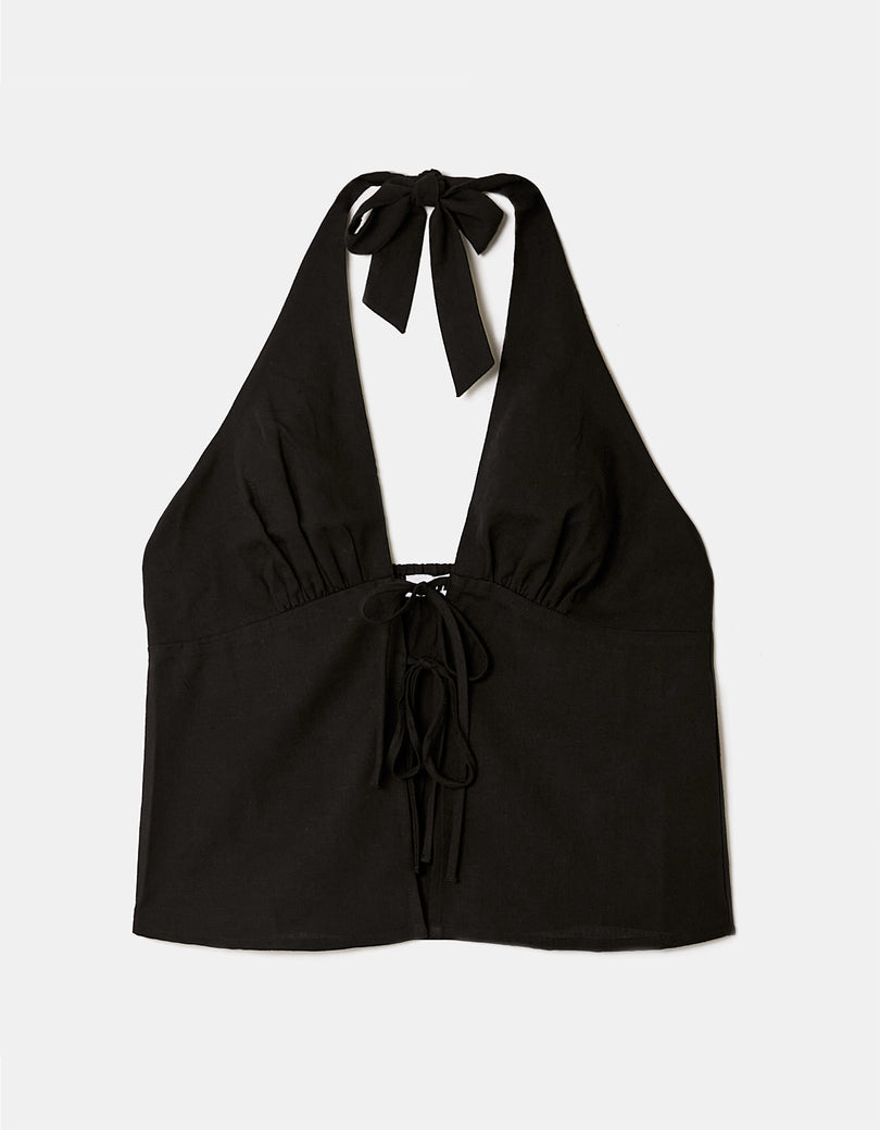 Halter Sleeveless Top | Black