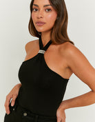 Halter Top with Metallic Detail | Black