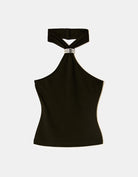 Halter Top with Metallic Detail | Black