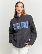 Oversize Hoodie with Embroidery Patch | Grey