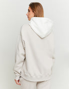 Oversize Hoodie with Embroidery Patch | Off White - Beige