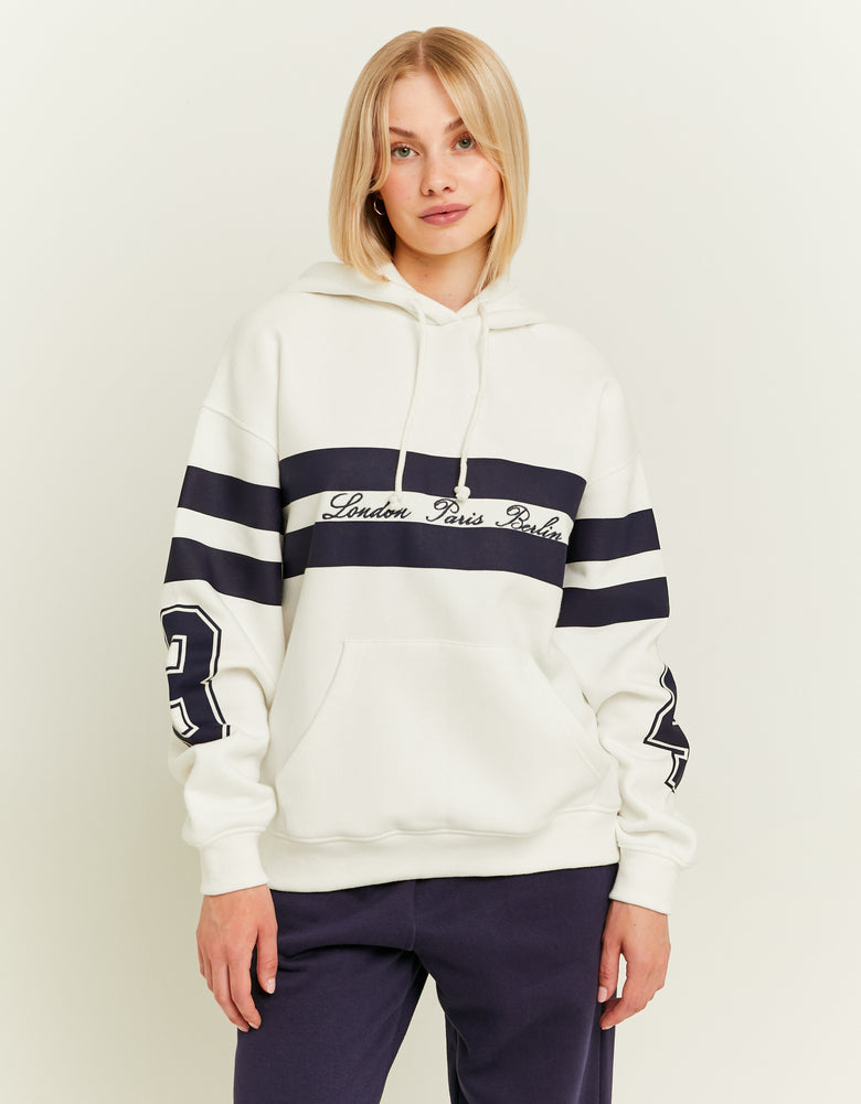 Varsity Oversize Hoodie | Off White - Navy