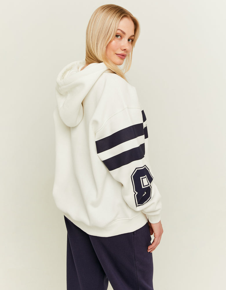 Varsity Oversize Hoodie | Off White - Navy