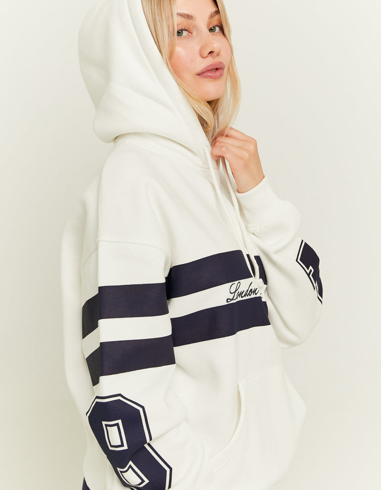 Varsity Oversize Hoodie | Off White - Navy