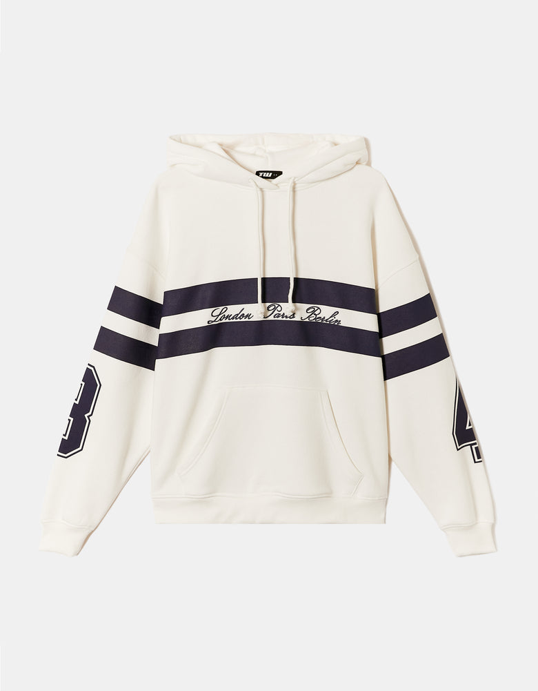 Varsity Oversize Hoodie | Off White - Navy