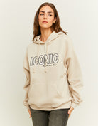 Oversized Sweatshirt with Front Print | Beige
